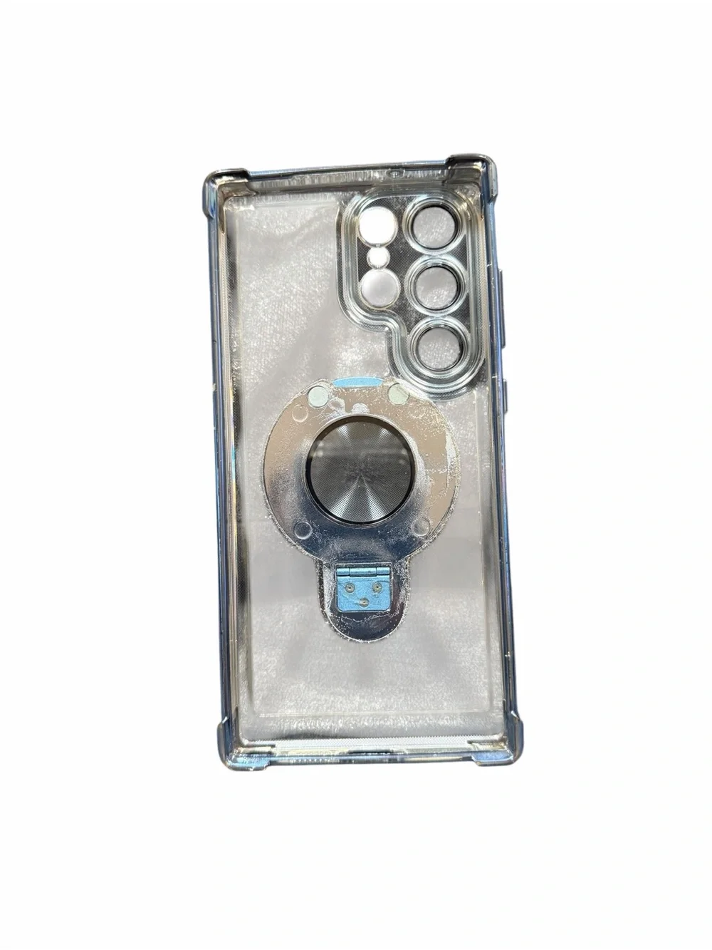 Samsung Galaxy S23 Ultra Blue Metallic Phone Ring Holder & Clear Case